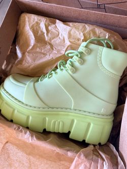 Mint Green Platform Lace-Up Boots