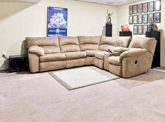 Large Reclining Sectional Sofa w/ Cup Holders – TV / Movie Room