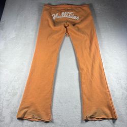 Vintage Y2K Hollister Sweatpants Women’s M Orange Flare Wide Leg Low Rise #775