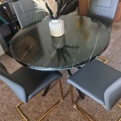 Grey 4 Chairs Dinning Table Set 