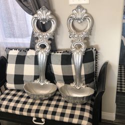 Two big decoration spoons. gray color 
