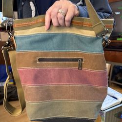 Striped Canvas Tote Purse