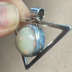 Genuine Welo Opal Sterling Silver Pendant