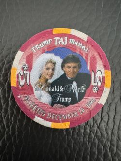 Trump Taj Mahal Casino $5 Chip Donald & Marla Trump Married December 1993