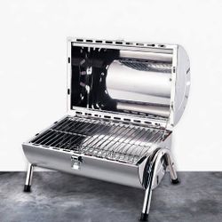 Portable stainless steel charcoal grill