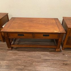 Wooden Coffee Table + 2 Side Tables