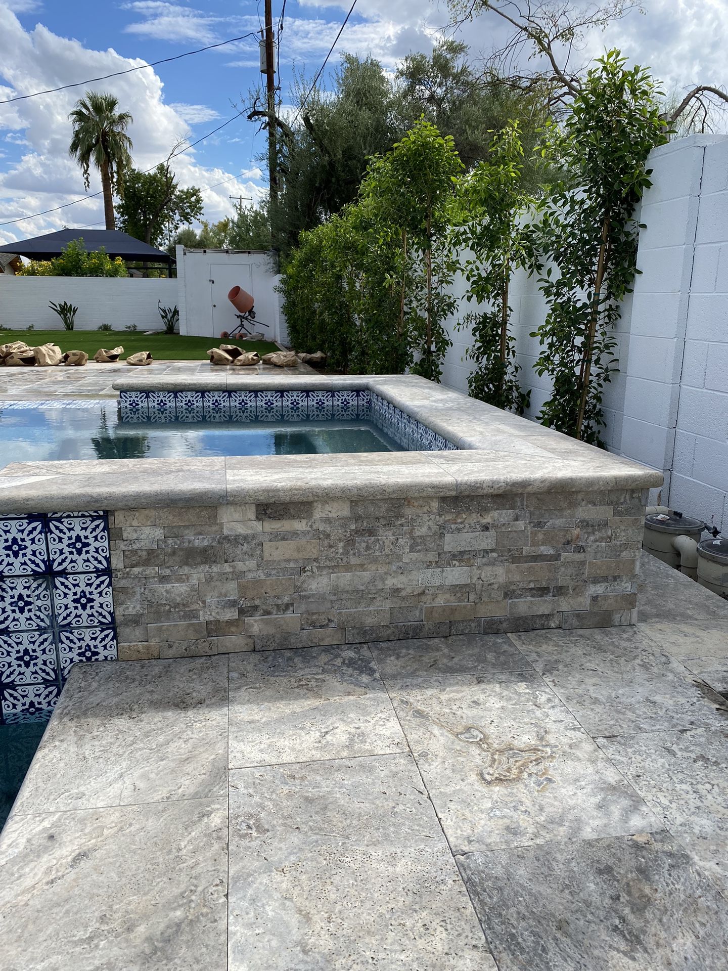 Pool Coping Waterline Tile And Cultured Stone
