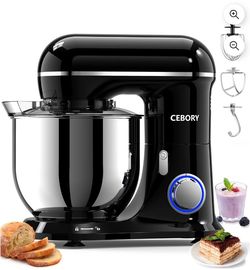 CEBORY 3-IN-1 Stand Mixer, 6.5 QT Tilt-Head 10-Speed Food Mixer, Kitchen Electric Mixer with Dough Hook