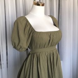 Backless Ruffle Olive Green Dress Size S