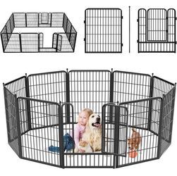 Dog Playpen Indoor, 32" Height Portable Dog Fence 10 Panels Dog Pen Outside