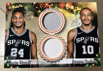  2025-2026 Topps Holiday Devin Vassell & Jeremy Sochan Dual Player Game Used Card. Jersey relic . Straight from pack to sleeve