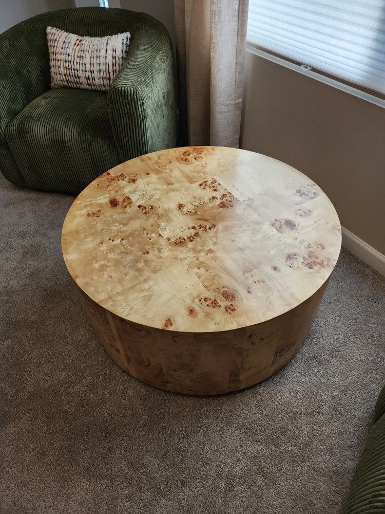 Burl Wood Coffee Table - Brand New