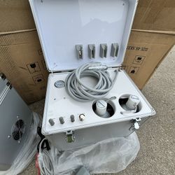 NEW Mobile Dental Portable Delivery Unit Rolling Case Air Compressor Syringe Suction