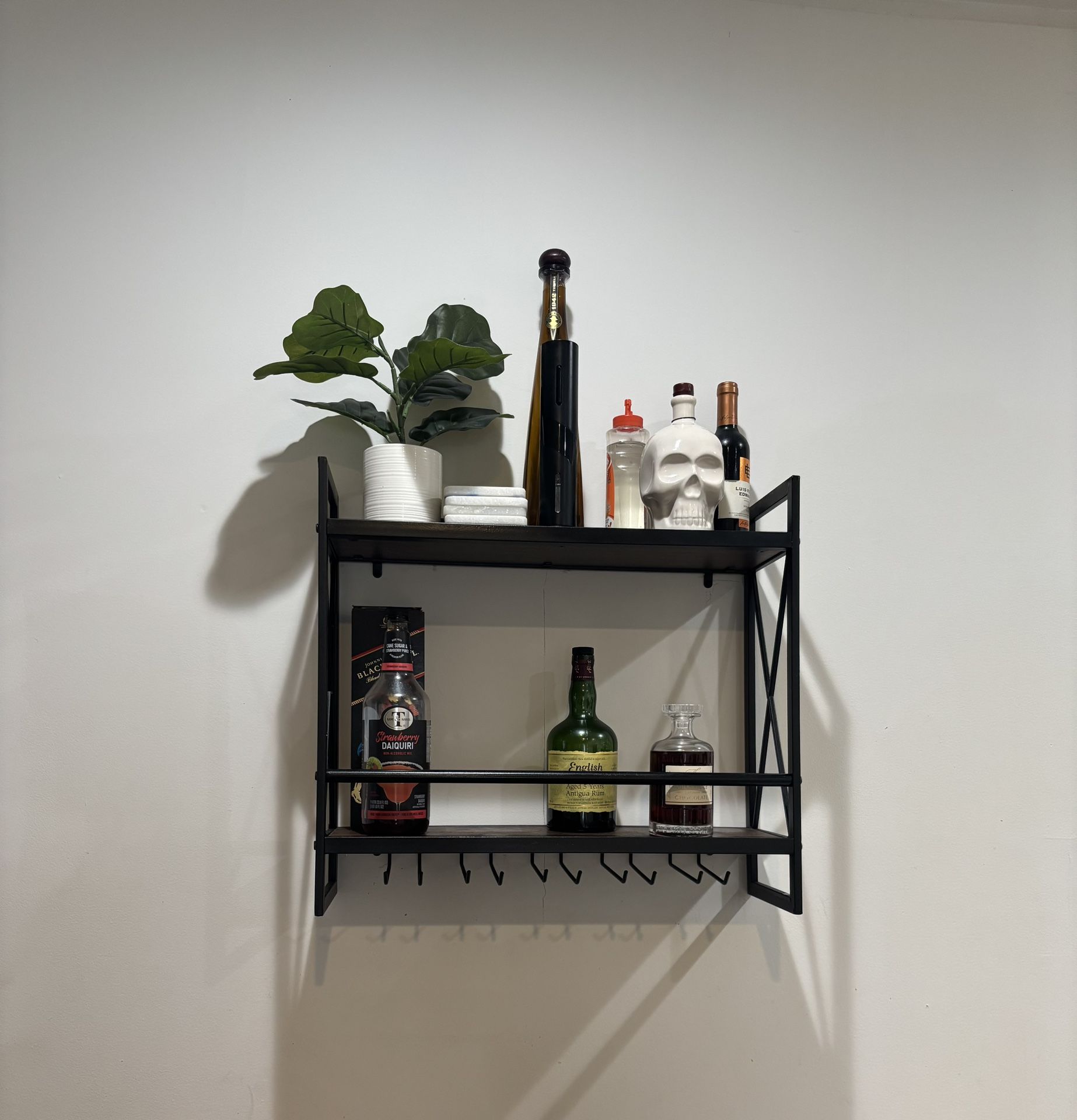 Wine Bottle Holder Metal Wine And Glass Rack WTTTTW White, Ceiling