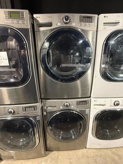 LG Stainless steel front load washer and gas dryer set
