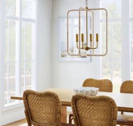 Rattan Lantern Ceiling Pendant Brass - Threshold designed with Studio McGee