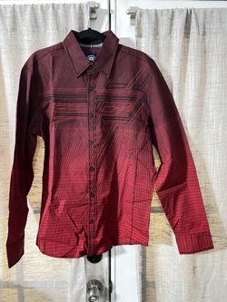 NWT American Fighter Hostility woven red and black button-up long sleeve shirt