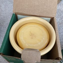 BN Longaberger Pottery One Pint Crock W/Candle