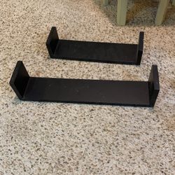 2 Black Wooden Wall Shelves