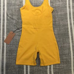 NWT Girlfriend Collective Marigold Set - Bike Unitard & High-Rise Shorts - Size S