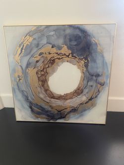 Abstract Framed Wall Art with Gold Accents
