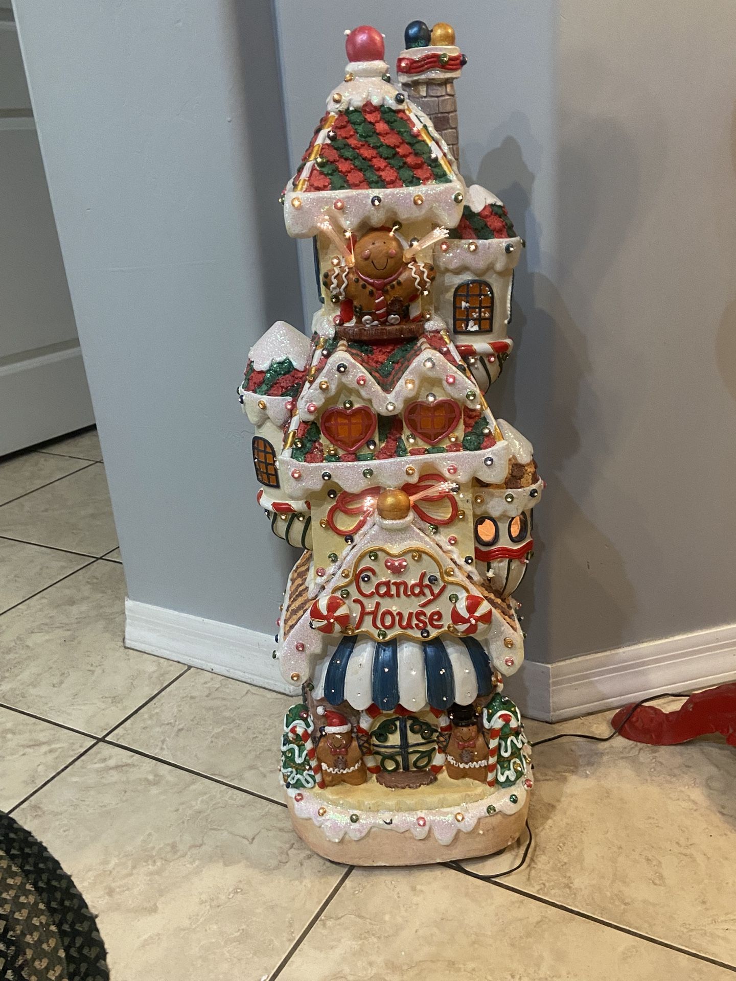 Adorable 33” Candy house Music Box. Plays 7 Christmas Songs Continually