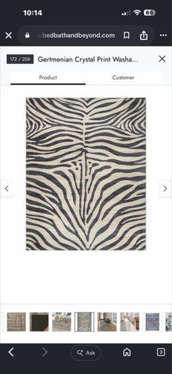 Gertmenian Crystal Print Washable Zebra Rug