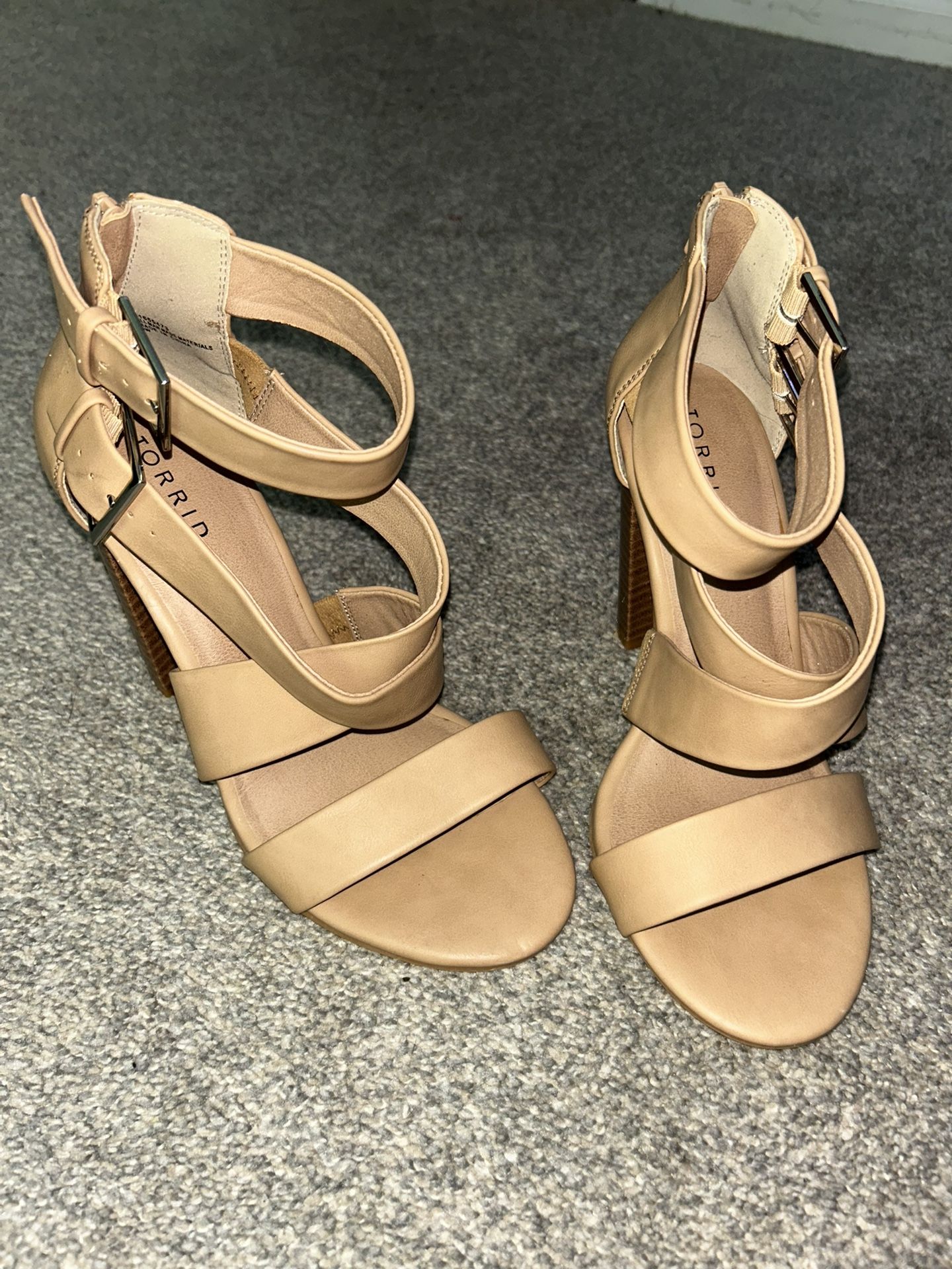 Torrid Nude Cross Strap Heels (Size 9)