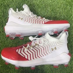 Brand New UA Under Armour Bryce Harper 9 Pro TPU Mcs Show Red White Baseball Cleats Men Size 12