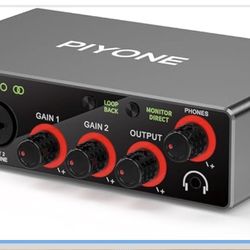 New-Audio Interface, 2X2 24-bit/192kHz Interface for High-Fidelity, Studio Quality PC/Mac/iOS Recording, XLR/TRS Combo Input, Monitor Mix/Loopback Fun