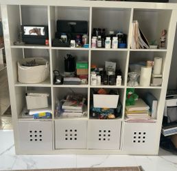 IKEA KALLAX 4x4 Shelf Unit with 4 Door Inserts – White