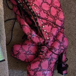 Sz 6 Pink Python Gogo Boots Halloween Costume 