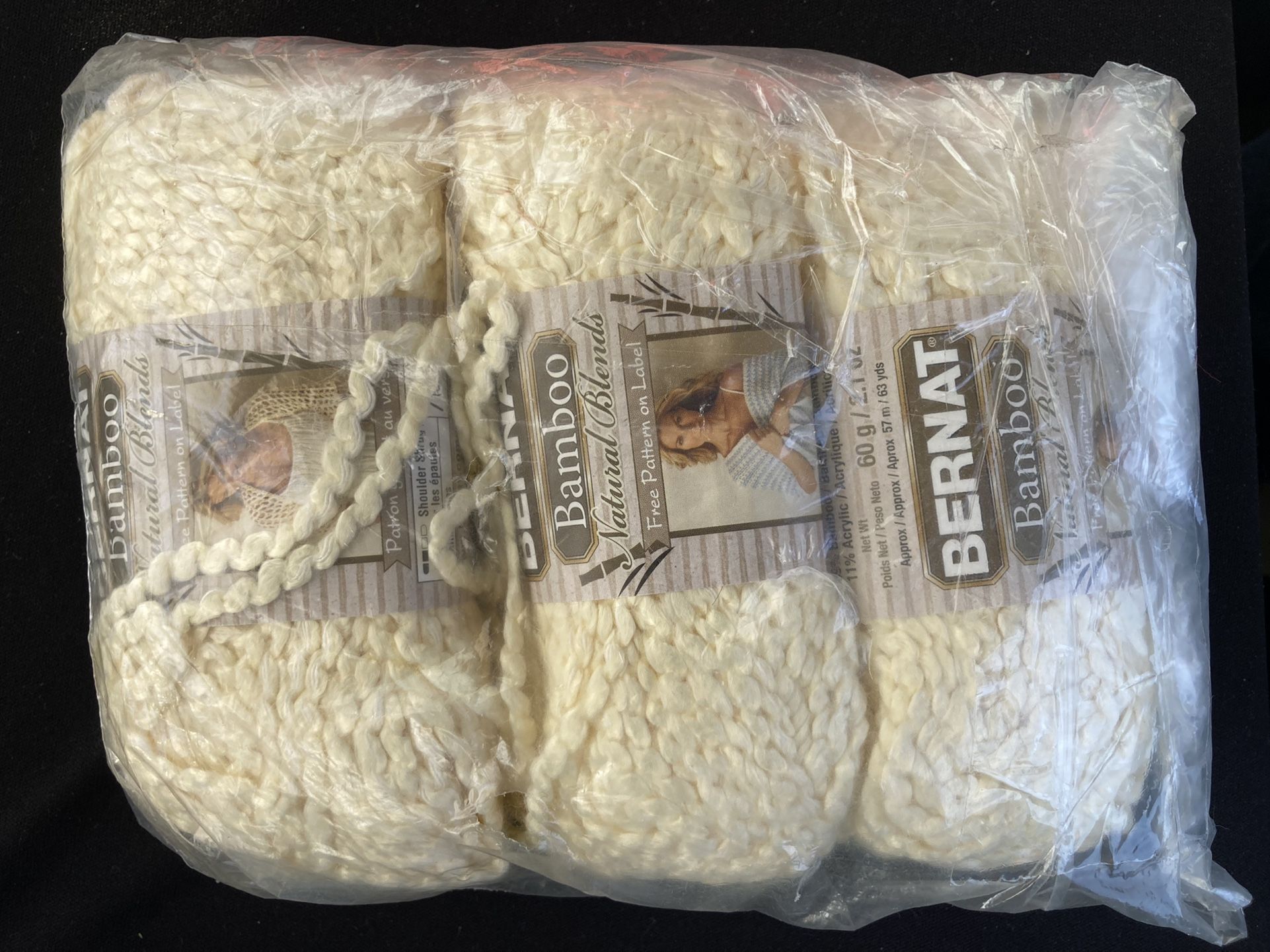 Bernat Bamboo Natural Blends In Pale Yellow - 3 skeins