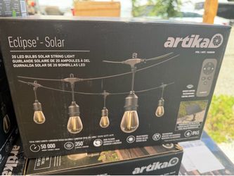 Artika Eclipse Solar 42 FT Outdoor String Lights – 20 LED Bulbs Description: Artika Eclipse Solar Outdoor String Lights – 42 ft long with 20 LED bulb