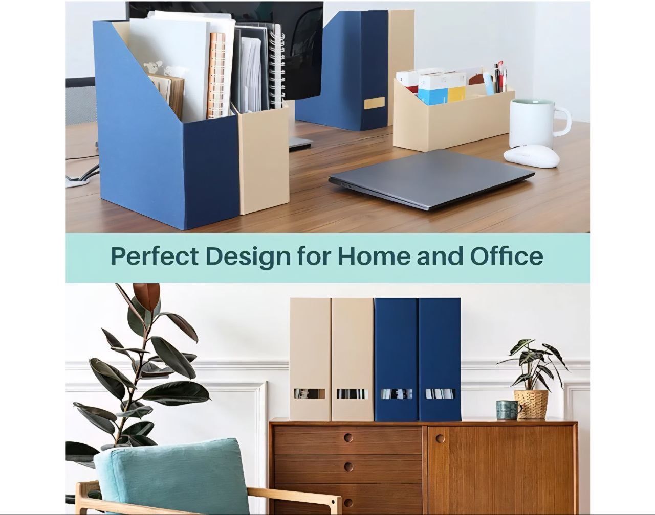 Magazine Holder - File Holder and Desk Organizer, Paperboard Book Organizer and Storage Box for Documents, Magazine Holder Rack for Classroom, Home, a