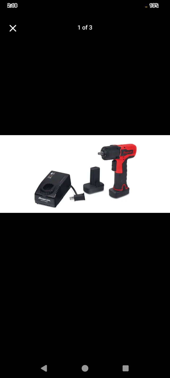 Snap On 14.4 V 3/8" Drive MicroLithium Cordless Impact Wrench  (w/battery & charger)Snap On 14.4 V 3/8" Drive MicroLithium Cordless Impact Wrench

225