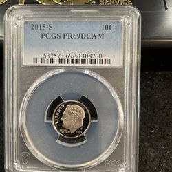 2015 S Gem Proof Roosevelt Dime Graded At PR69 With A Deep Cameo 3-1