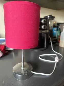 Small Red Table Lamp with Chrome Base