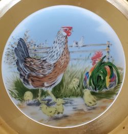 MCM Japan Vintage Porcelain Hand Painted Plate with Farmyard  Scene