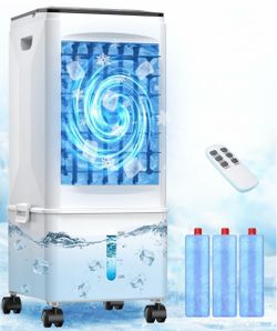 Portable Air Conditioners, [2.5 Gal] Fast Cooling Evaporative Air Cooler, 60W Quiet Portable AC Unit w/Remote & Timer, 4-IN-1 Swamp Cooler, Windowless
