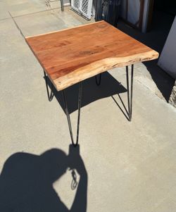 Real acacia Wood side Table with Hairpin Legs