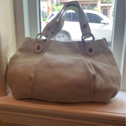 Simply Vera Vera Wang Ivory Leather Satchel Purse