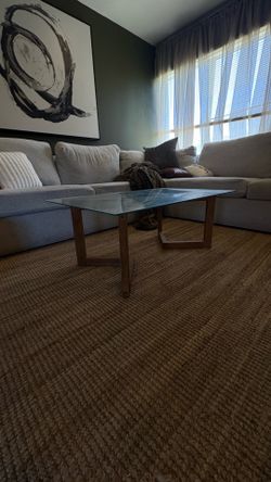 Glass & wood coffee table