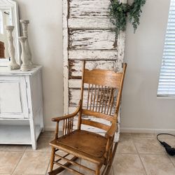 Antique Rocking Chair And Rustic door. 