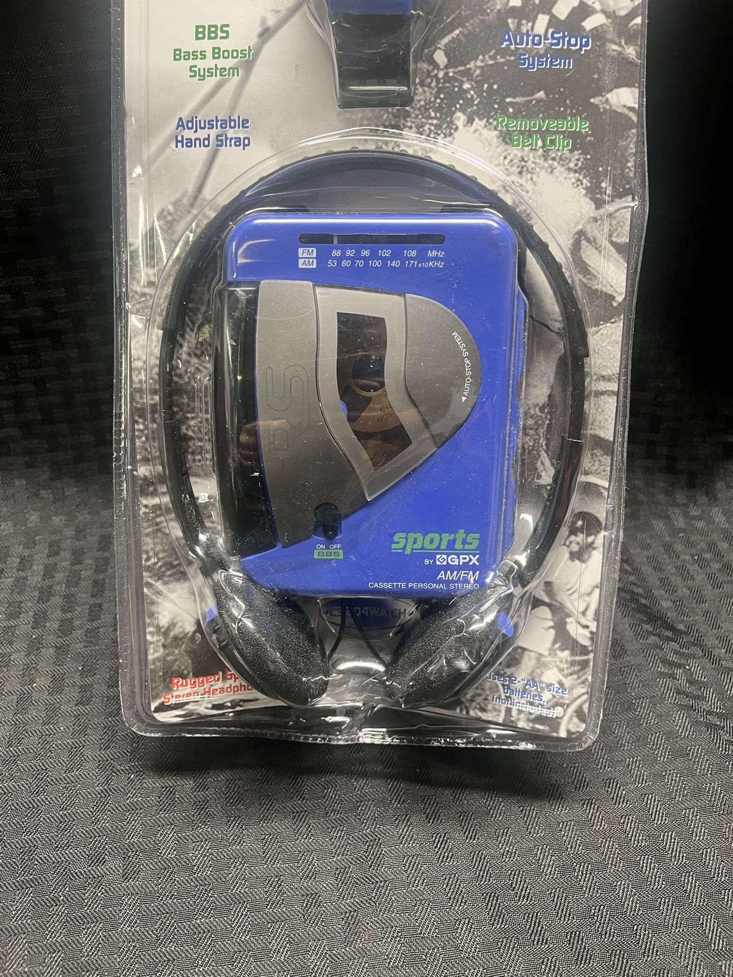 NEW - GPX Rugged Sports Cassette Player AM/FM Personal Stereo Headphones and Sports Watch