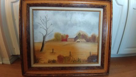24 x 28" wood framed oil painting