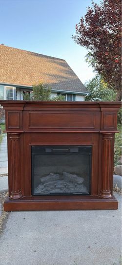 Wood indoor fireplace
