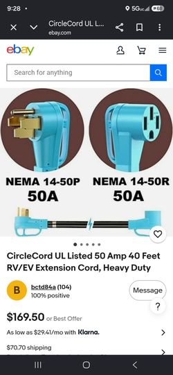 CircleCord 50amp ,40ft extension cord 50amp