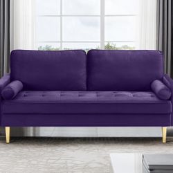 Modern Velvet Loveseat Sofa Couch, Mid-Century Tufted Upholstered Small Love Seat Couch