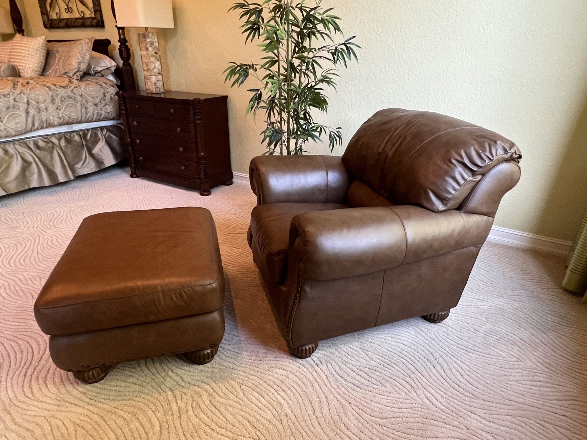 Leather Chair & Ottoman 
